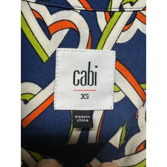 CABI Amour Heart Chain Link Sleeveless Shirt Dress, Navy Contrast Lining, Sz XS - Picture 9 of 11